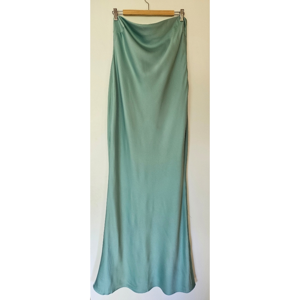 SOLD HOUSE of CB Alette Jade Satin  Strapless Maxi Dress Size XL - Picture 5 of 12